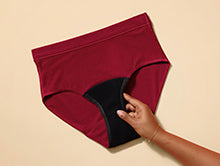 thinx period underwear in red showing off gusset