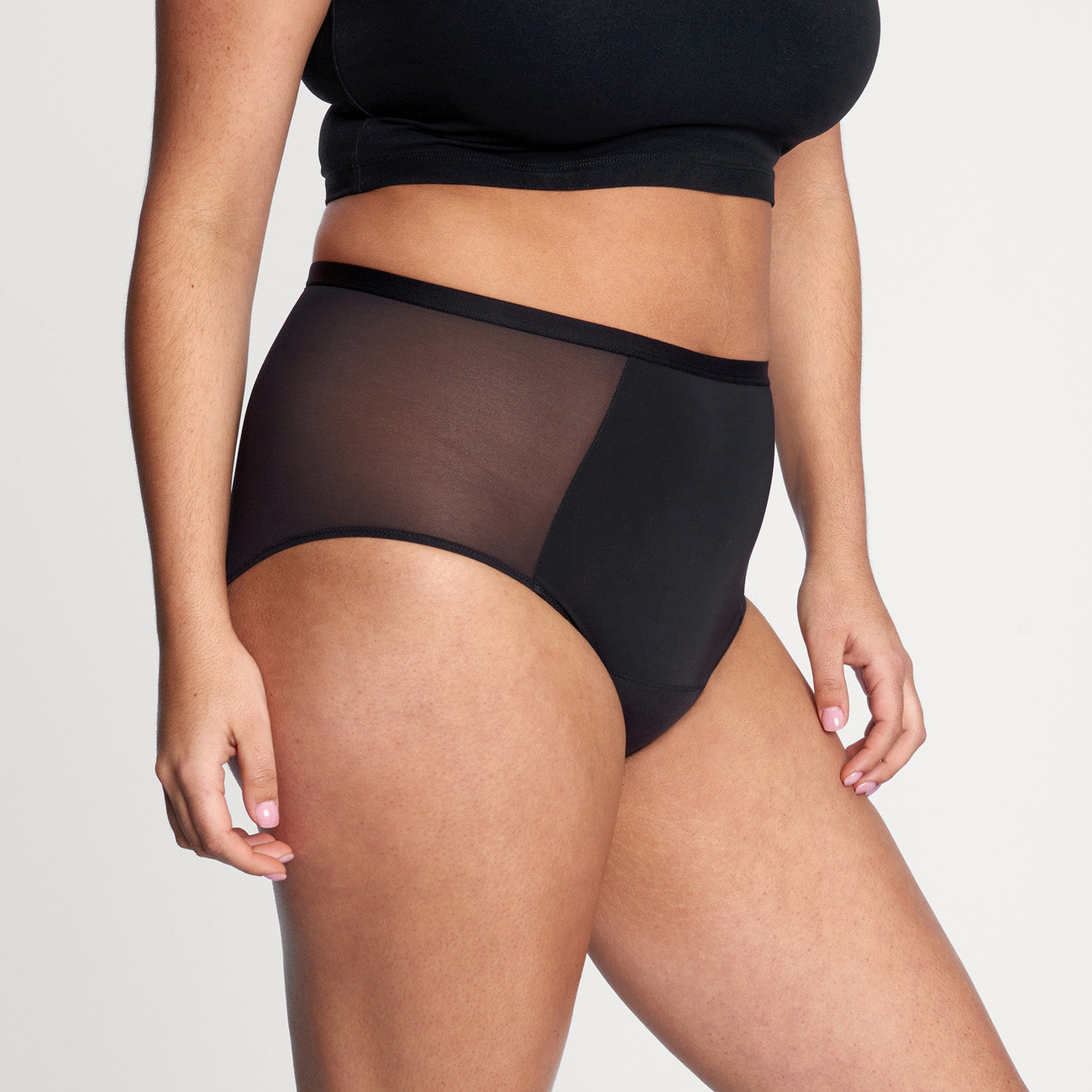 comfort stretch hi-waist black side view